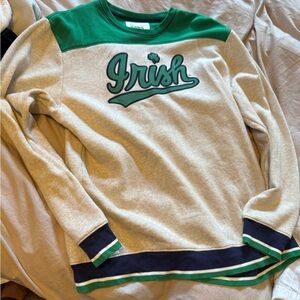 Notre Dame Irish Green and Gray Crewneck Sweater